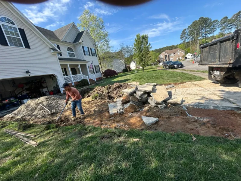Concrete patio surrounding an outdoor fire pit project