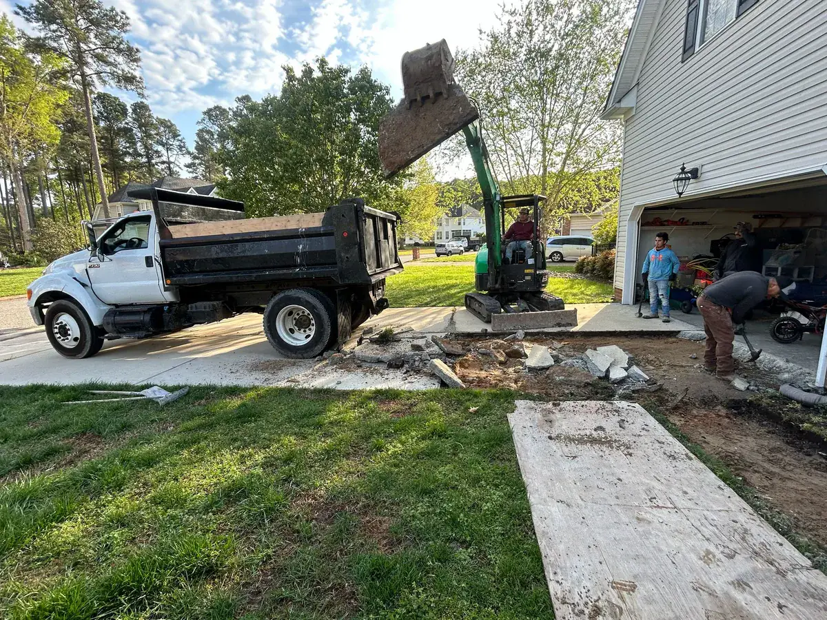 Damaged concrete driveway removal in Virginia Beach, VA