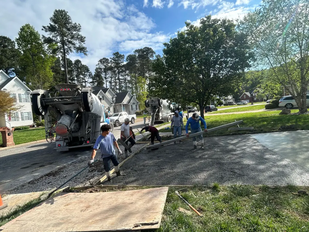 Concrete driveway installation crew in Virginia Beach, VA