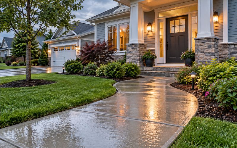 Concrete Sidewalks for Rain-Friendly Front Yard Access in Virginia Beach VA